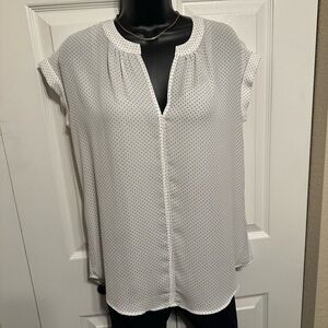 Philosophy| White Blouse w/ Black Polka Dots- Women’s Small